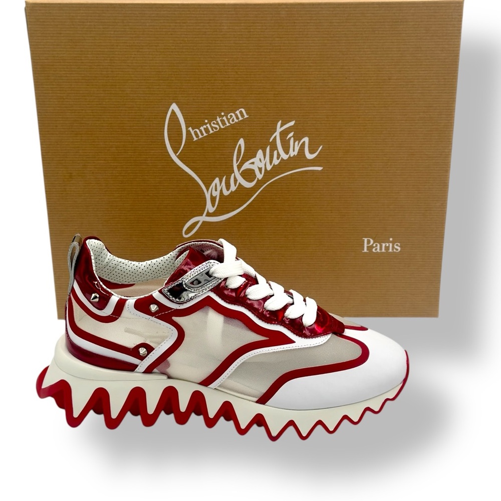 Women's Sharkina Sneakers Leather and Mesh Red, White brand new